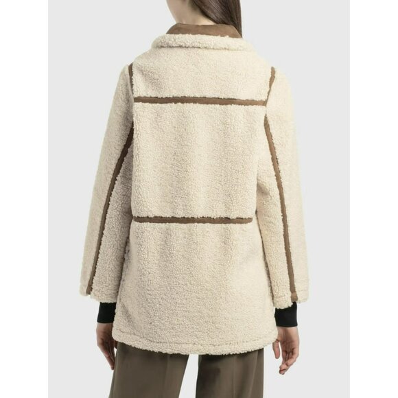 Stand Studio Oversized Chloe Faux Shearling & Leather Teddy Coat Sz 36 Small - Picture 2 of 9